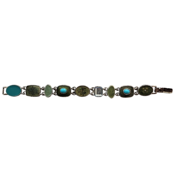 Liz Claiborne Jewelry - Vintage Liz Claiborne Silver Tone Enamel Resin Link Bracelet